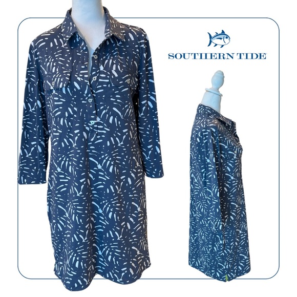 Southern Tide summer shirt dress size M like new UPF 50 - Picture 2 of 5
